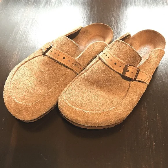 birkenstock eaton suede clogs